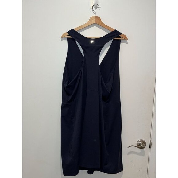 Fabletics Sleeveless Navy Blue Racerback Mini Dress With V-Neckline & Draped Wom - Picture 4 of 10